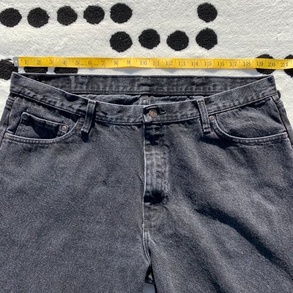Wrangler Washed Faded Black Denim Straight Leg Dark Wash Classic Relaxed Fit Jea - Picture 7 of 13